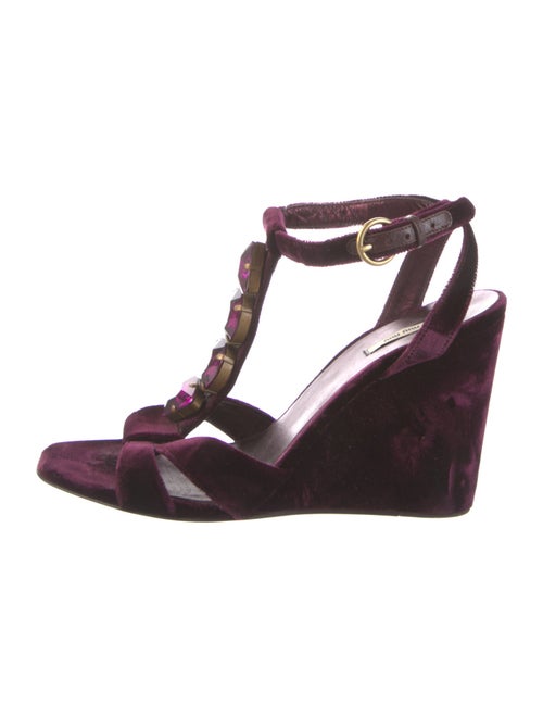 Miu Miu Velvet T-Strap Sandals