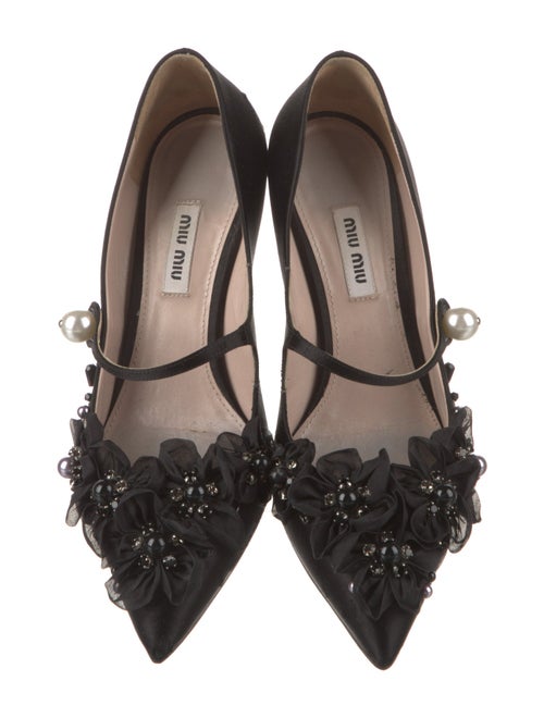 Miu Miu Satin Beaded Accents Pumps