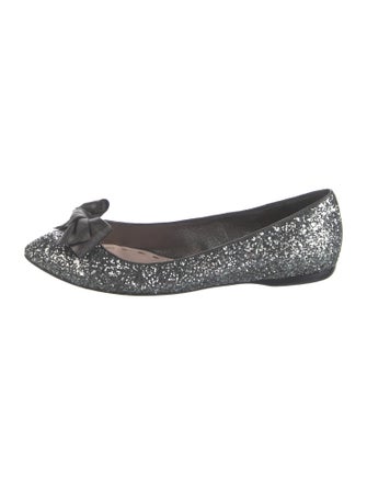 Miu Miu Glitter Bow Accents Flats