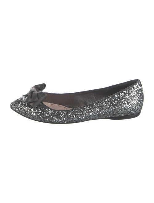 Miu Miu Glitter Bow Accents Flats