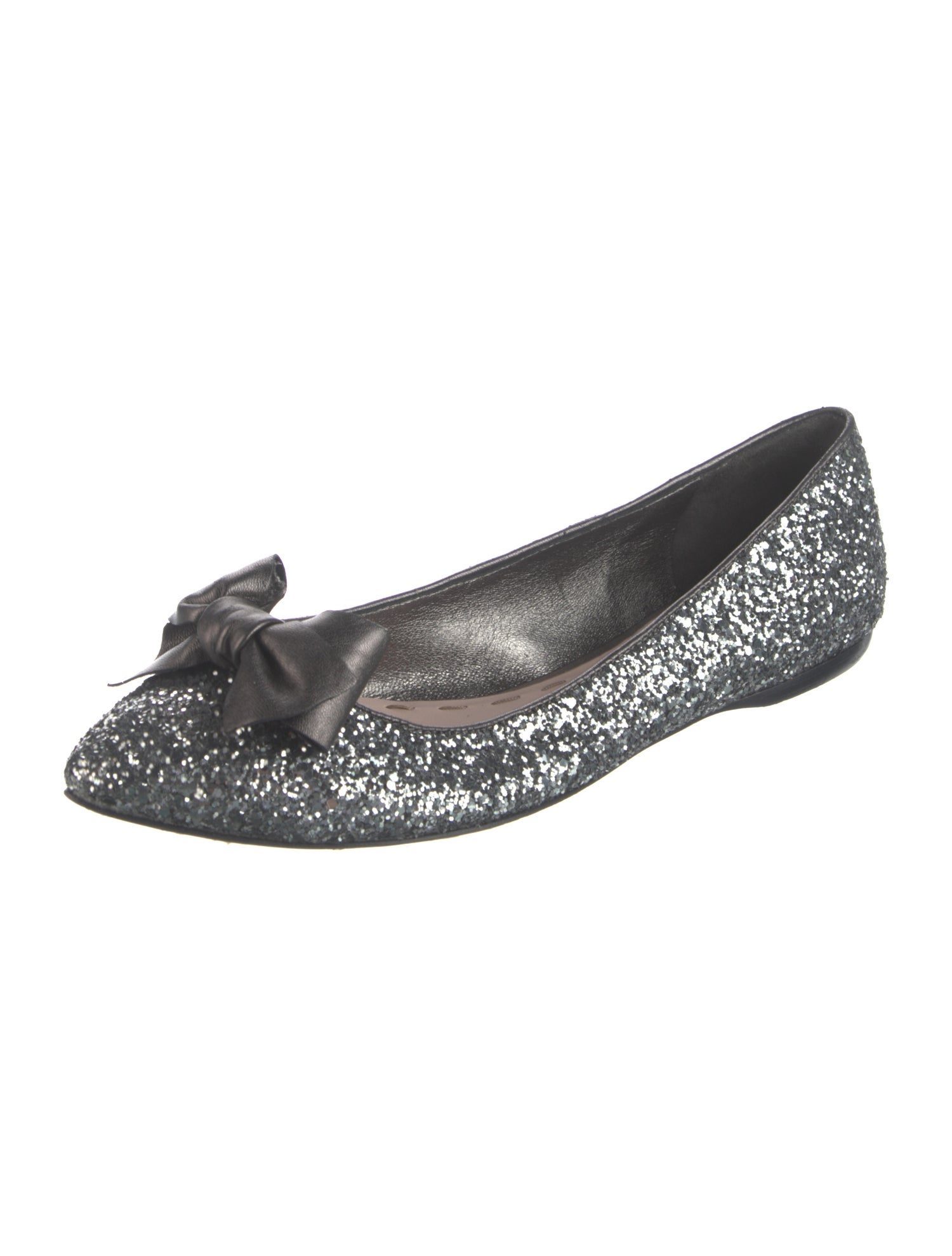 Miu Miu Glitter Bow Accents Flats