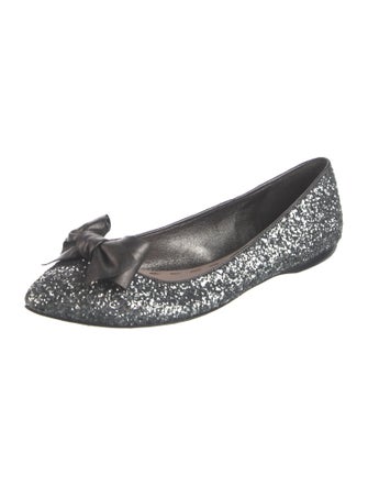 Miu Miu Glitter Bow Accents Flats