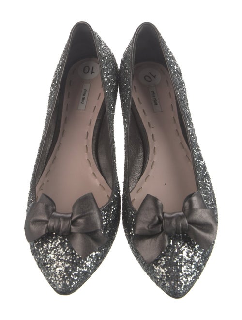 Miu Miu Glitter Bow Accents Flats