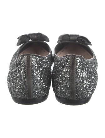 Miu Miu Glitter Bow Accents Flats
