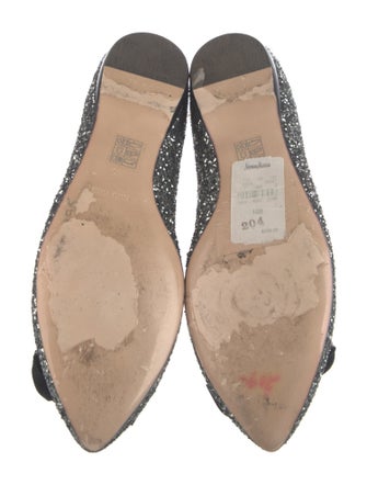 Miu Miu Glitter Bow Accents Flats