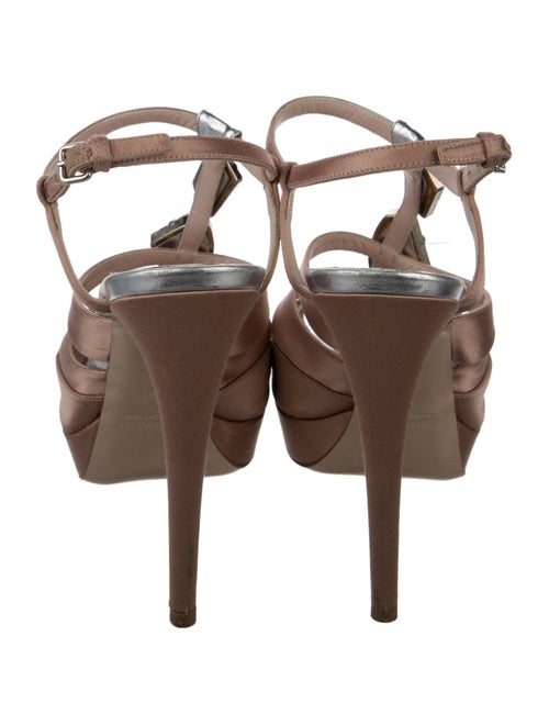Miu Miu Satin Crystal Embellishments T-Strap Sandals