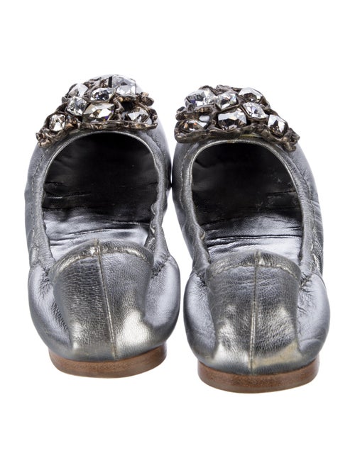 Miu Miu Leather Crystal Embellishments Ballet Flats