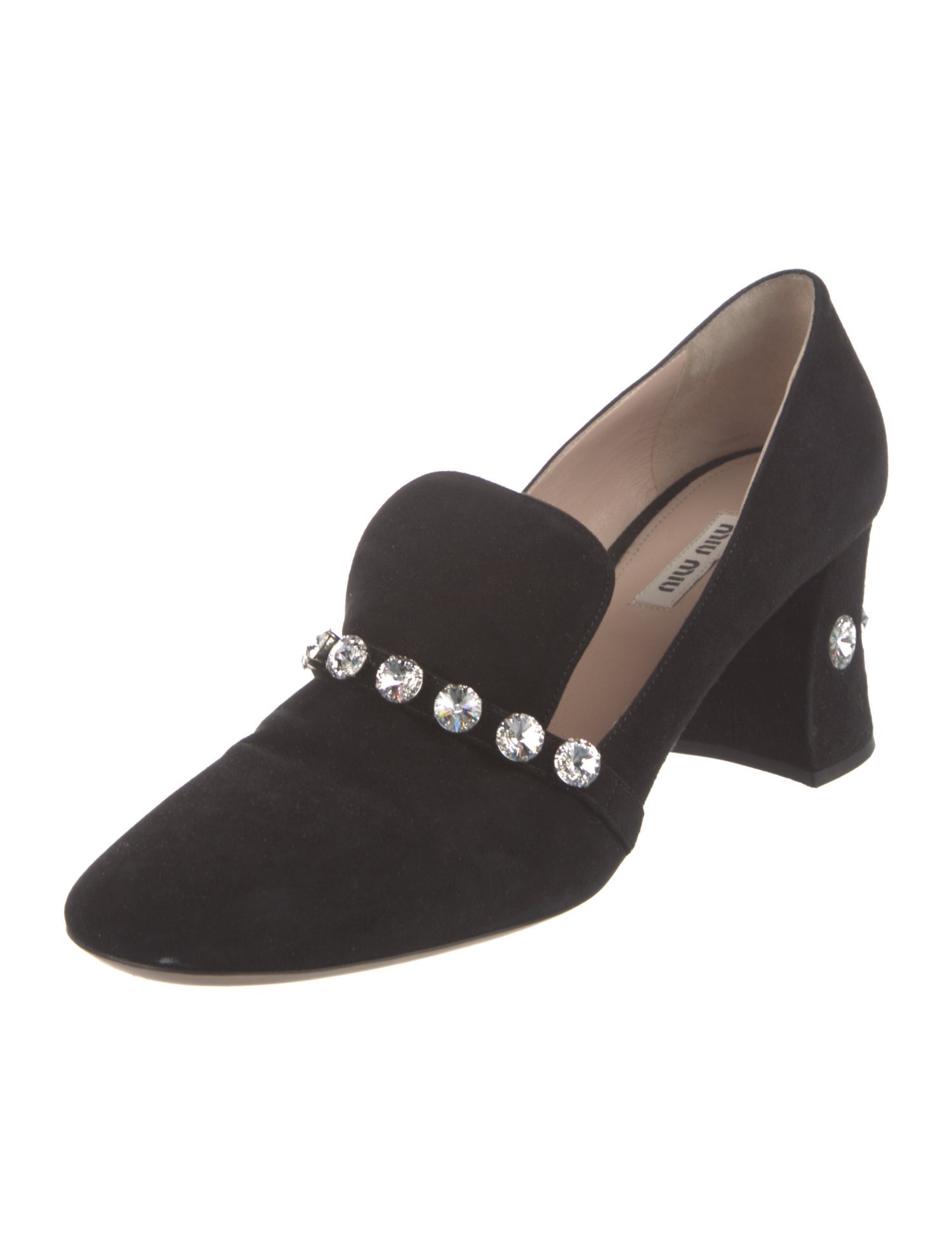Miu Miu Suede Crystal Embellishments Pumps