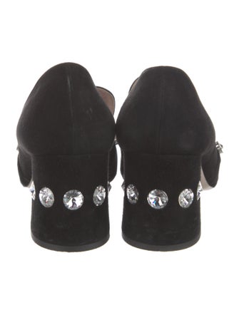 Miu Miu Suede Crystal Embellishments Pumps