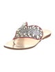 Miu Miu Leather Glitter Accents Flip Flops