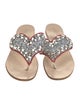 Miu Miu Leather Glitter Accents Flip Flops