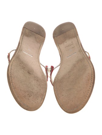 Miu Miu Leather Glitter Accents Flip Flops