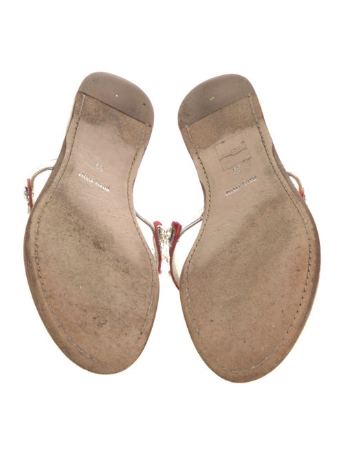 Miu Miu Leather Glitter Accents Flip Flops