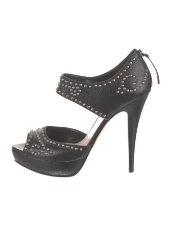 Miu Miu Leather Studded Accents Sandals