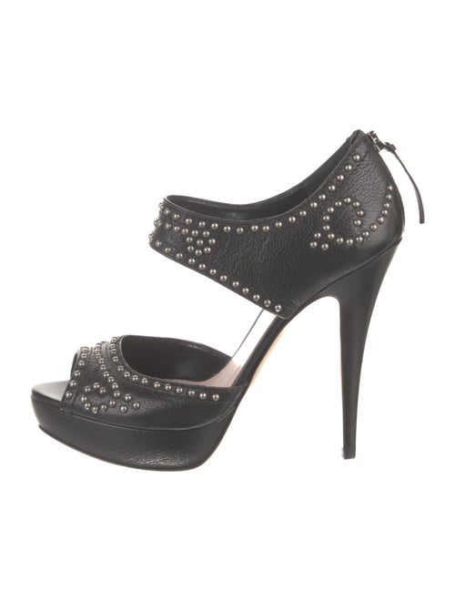 Miu Miu Leather Studded Accents Sandals