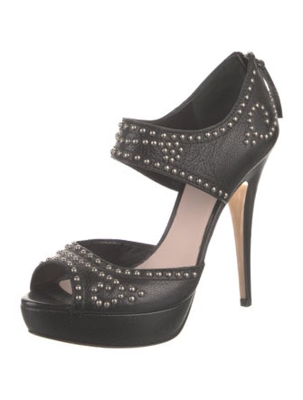 Miu Miu Leather Studded Accents Sandals