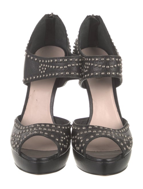 Miu Miu Leather Studded Accents Sandals