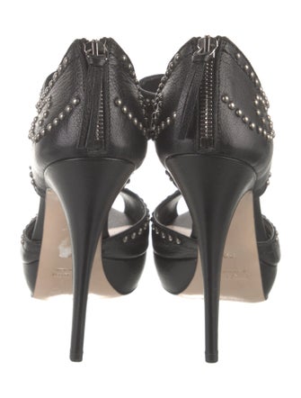 Miu Miu Leather Studded Accents Sandals
