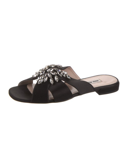 Miu Miu Leather Crystal Embellishments Slides