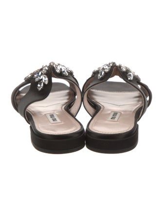 Miu Miu Leather Crystal Embellishments Slides