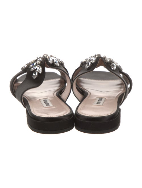 Miu Miu Leather Crystal Embellishments Slides
