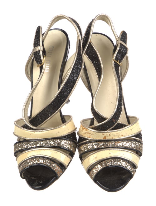 Miu Miu Glitter Printed Slingback Sandals