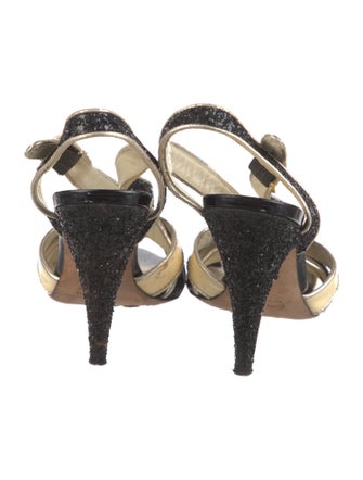 Miu Miu Glitter Printed Slingback Sandals