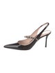 Miu Miu Patent Leather Crystal Embellishments Slingback Pumps