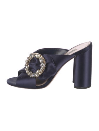 Miu Miu Satin Crystal Embellishments Slides