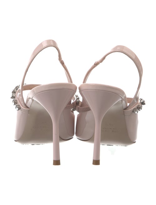 Miu Miu Patent Leather Crystal Embellishments Slingback Pumps