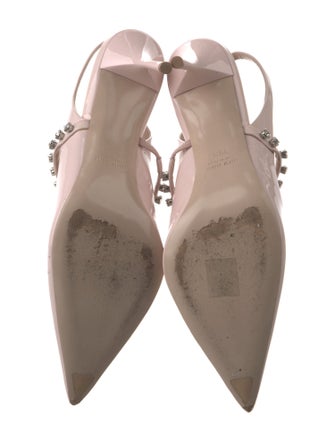 Miu Miu Patent Leather Crystal Embellishments Slingback Pumps