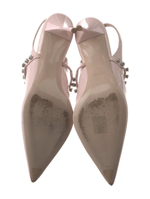 Miu Miu Patent Leather Crystal Embellishments Slingback Pumps