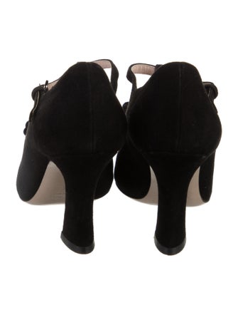Miu Miu Suede Bow Accents T-Strap Sandals