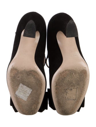 Miu Miu Suede Bow Accents T-Strap Sandals