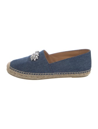 Miu Miu Denim Crystal Embellishments Espadrilles