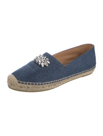 Miu Miu Denim Crystal Embellishments Espadrilles