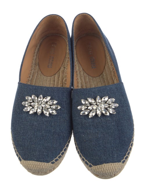 Miu Miu Denim Crystal Embellishments Espadrilles