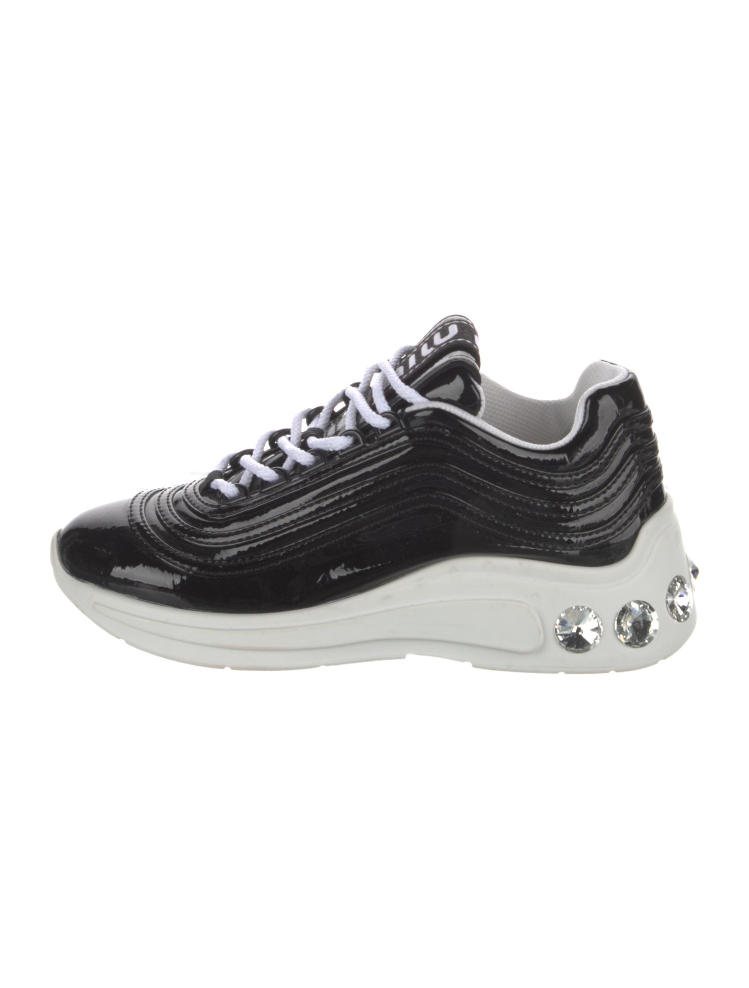 Miu Miu Patent Leather Crystal Embellishments Chunky Sneakers