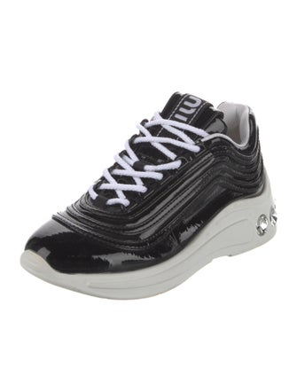 Miu Miu Patent Leather Crystal Embellishments Chunky Sneakers