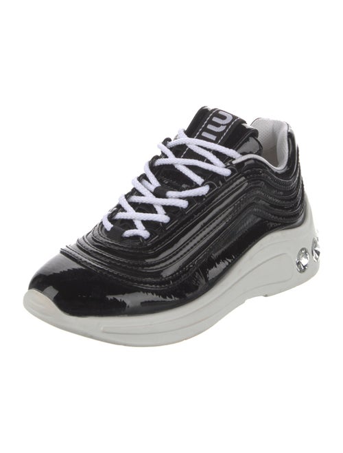 Miu Miu Patent Leather Crystal Embellishments Chunky Sneakers