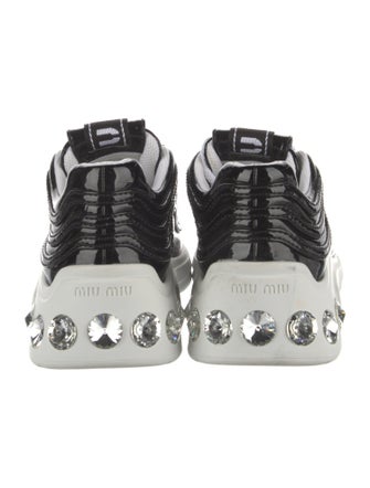 Miu Miu Patent Leather Crystal Embellishments Chunky Sneakers