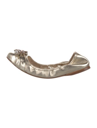 Miu Miu Leather Crystal Embellishments Ballet Flats
