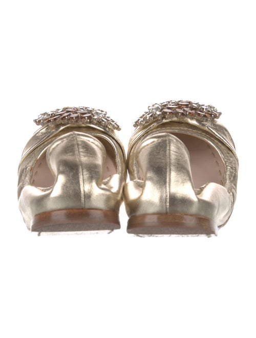 Miu Miu Leather Crystal Embellishments Ballet Flats