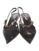 Miu Miu Patent Leather Chain-Link Accents Slingback Pumps