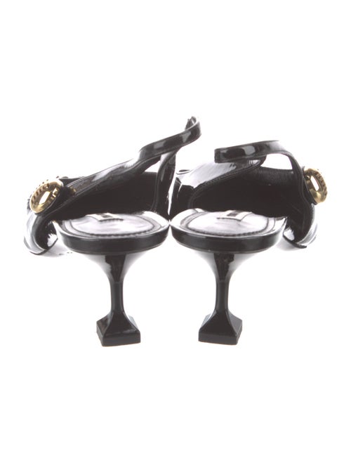 Miu Miu Patent Leather Chain-Link Accents Slingback Pumps