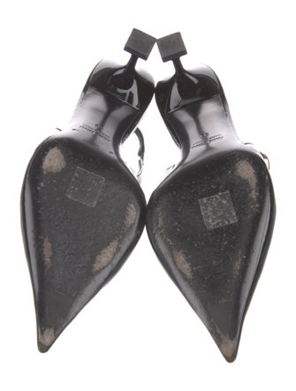 Miu Miu Patent Leather Chain-Link Accents Slingback Pumps