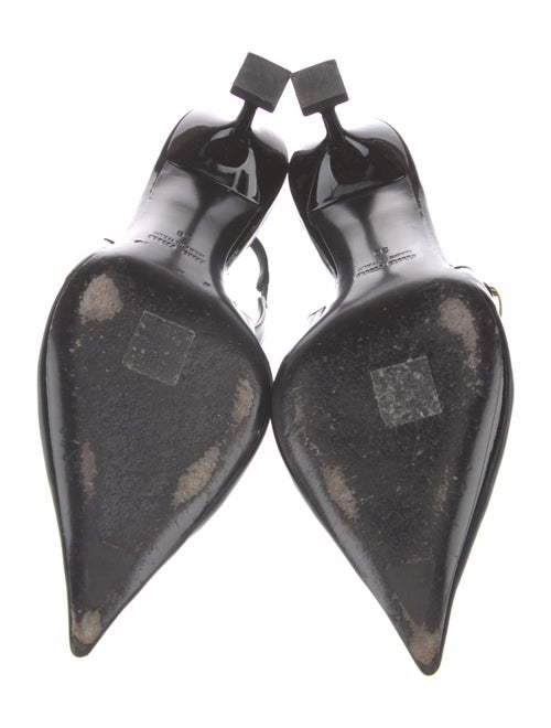 Miu Miu Patent Leather Chain-Link Accents Slingback Pumps