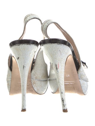 Miu Miu Leather Colorblock Pattern Slingback Sandals