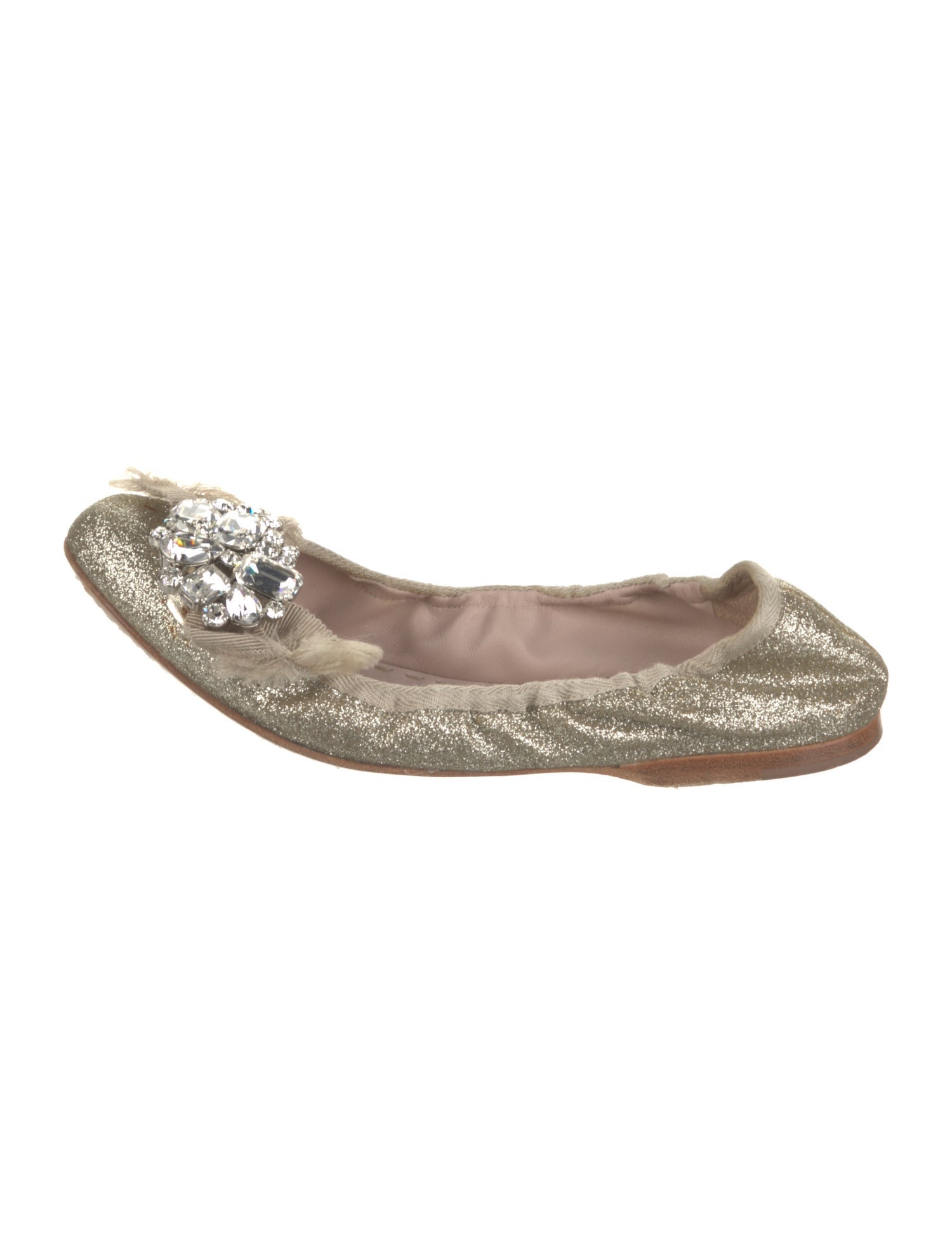 Miu Miu Canvas Bow Accents Ballet Flats