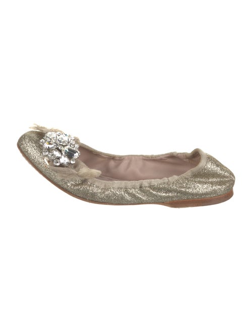 Miu Miu Canvas Bow Accents Ballet Flats